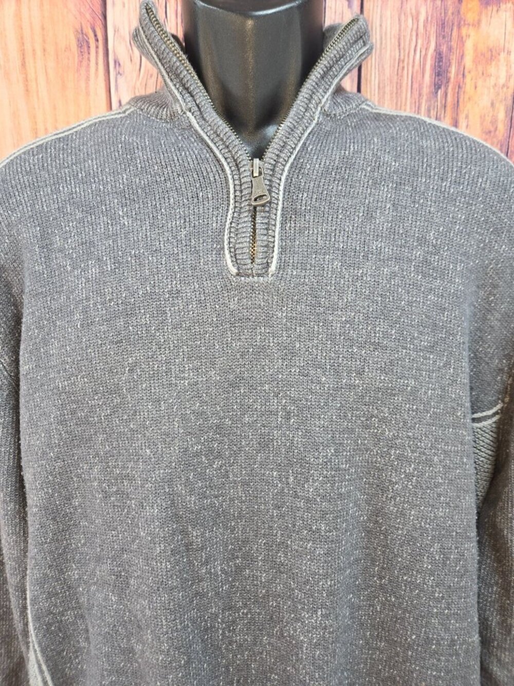 BKE Mens Gray Vintage Fit Quarter-Zip Sweater Large